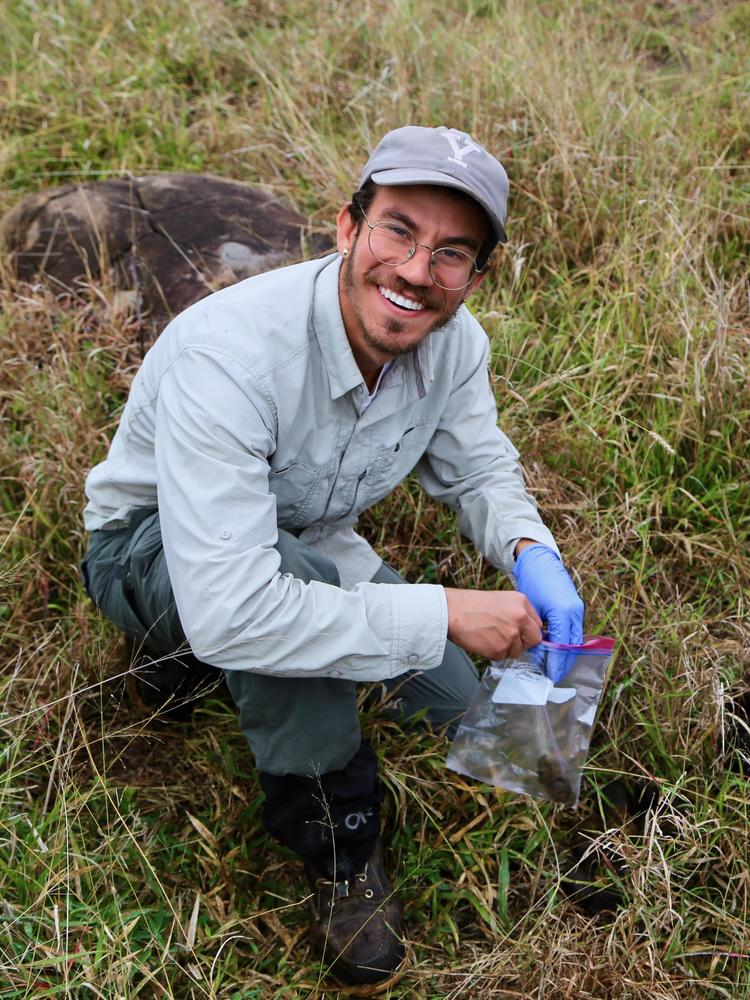 Joel collecting dung